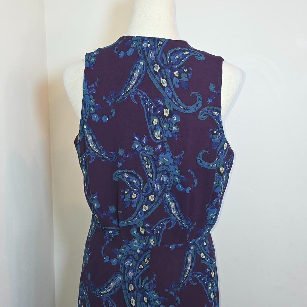 Cabi TREASURE Women 8 Purple Paisley Sleeveless‎ Midi Dress - Picture 8 of 11
